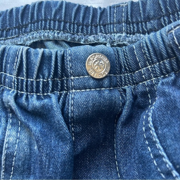 Straight Leg Denim Pants with Patch Details, Distressed Wash & Elastic Waistband - Picture 14 of 15